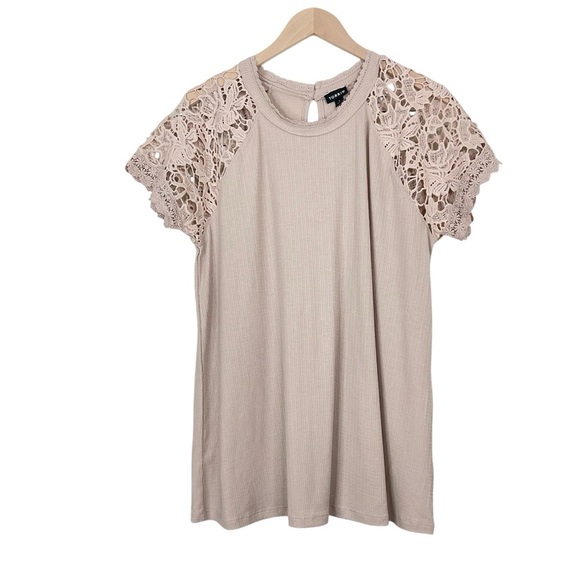 Torrid Crochet Raglan Crew Top Short Sleeve Size 1X - Picture 1 of 6